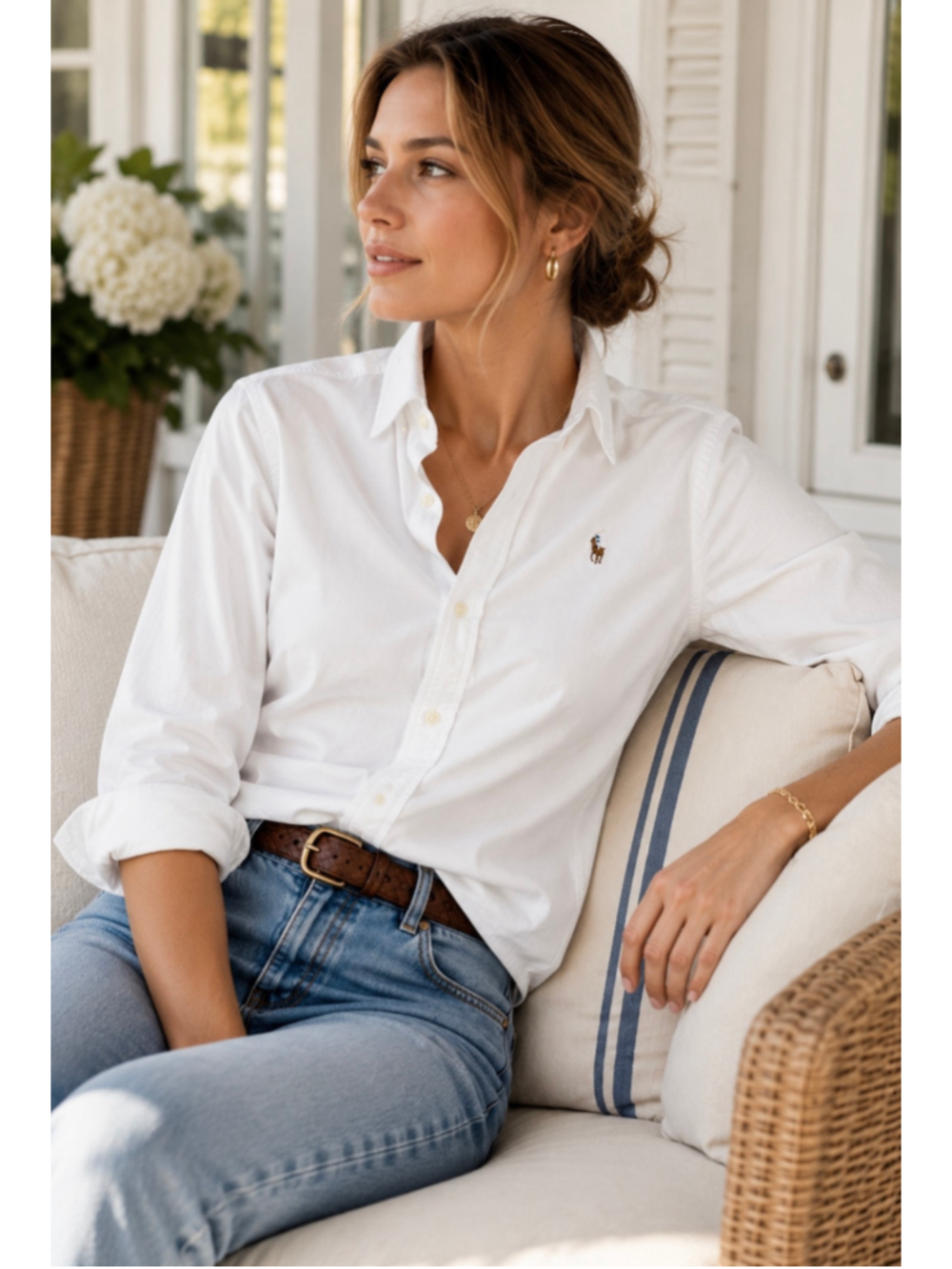 VTG Ralph Lauren Vintage Women’s White Oxford Button Down Shirt Made Hong Kong - Picture 2 of 15
